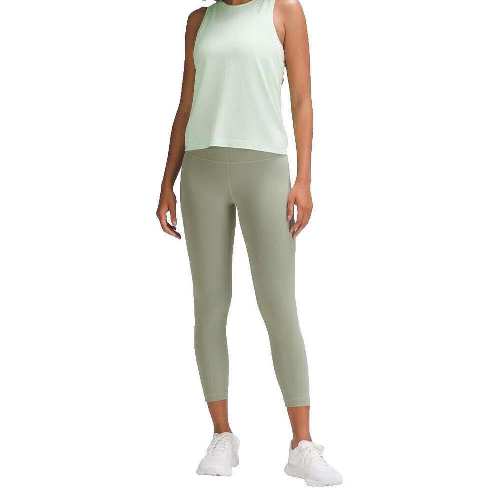 Lululemon Women 4 Kohlrabi Green Train to Be Tanktop Open Hole Knit Jersey Shirt